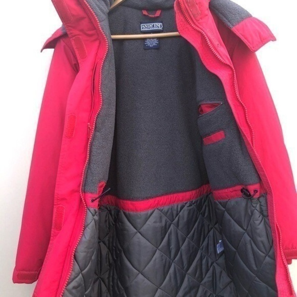 VTG Land's End Women's Parka Red Coat Size Small 6-8